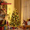 6FT Pre-lit Snow Flocked Christmas Tree with Red Berries, Pine Cones & 8 Lighting Modes, Artificial Holiday Tree