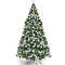6FT Pre-lit Snow Flocked Christmas Tree with Red Berries, Pine Cones & 8 Lighting Modes, Artificial Holiday Tree