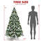 6FT Pre-lit Snow Flocked Christmas Tree with Red Berries, Pine Cones & 8 Lighting Modes, Artificial Holiday Tree