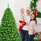 6.5FT Unlit Artificial Christmas Tree with Metal Stand, Flocked Green Hinged Tree for Holiday Home or Office Decoration