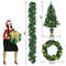4 Pieces Christmas Decoration Set with Garland, Wreath & Pre-Lit Entrance Trees, Indoor Outdoor Holiday Decor