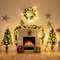 4 Pieces Christmas Decoration Set with Garland, Wreath & Pre-Lit Entrance Trees, Indoor Outdoor Holiday Decor