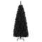 6FT Hinged Halloween Tree with PVC Branch Tips and Warm White Lights, Pre-Lit Black Pencil Tree for Indoor Haunted House