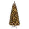 6FT Hinged Halloween Tree with PVC Branch Tips and Warm White Lights, Pre-Lit Black Pencil Tree for Indoor Haunted House