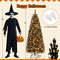 6FT Hinged Halloween Tree with PVC Branch Tips and Warm White Lights, Pre-Lit Black Pencil Tree for Indoor Haunted House
