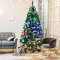 7FT Artificial Christmas Tree with Multi-Colored Fiber Optic Lights, Pre-Lit Spruce Tree for Indoor Holiday, Home Decor