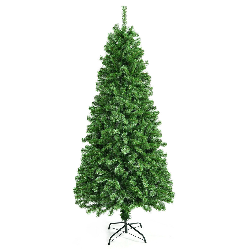 7FT Artificial Christmas Tree with Multi-Colored Fiber Optic Lights, Pre-Lit Spruce Tree for Indoor Holiday, Home Decor