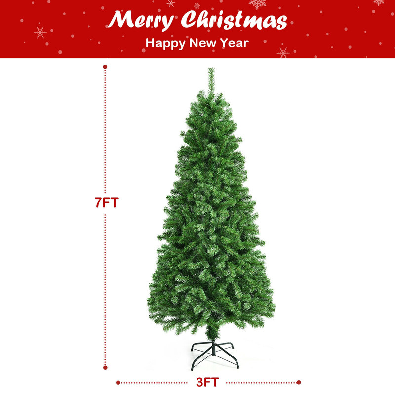 7FT Artificial Christmas Tree with Multi-Colored Fiber Optic Lights, Pre-Lit Spruce Tree for Indoor Holiday, Home Decor
