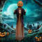 5.6 Feet Halloween Animated Standing Pumpkin Scarecrow with Glowing Eyes & Sound, Indoor Outdoor Spooky Halloween Prop