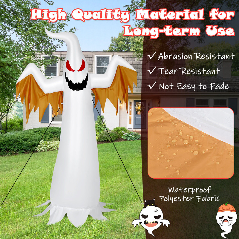6FT Halloween Inflatable Ghost Decoration, Quick Blow Up Outdoor Halloween Decor with Built-in LED Lights for Yard, Lawn