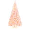 7.5 Feet Flocked Christmas Tree Pink Pre-Lit Artificial Tree with LED Lights & Hinged Branches for Home Holiday Decor