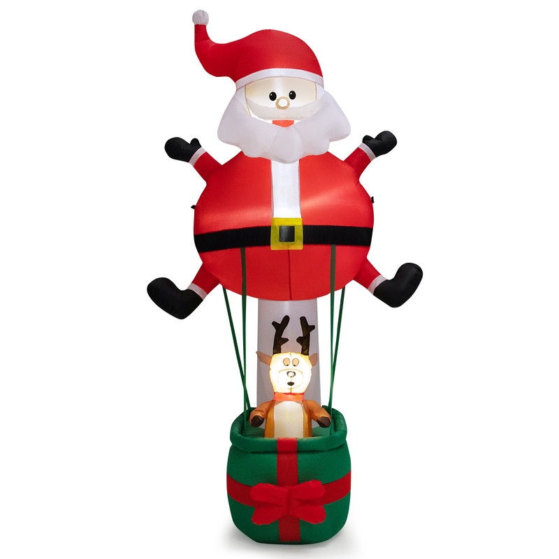 8 Feet Inflatable Santa Claus and Reindeer, Giant LED Christmas Yard Decoration with Lights