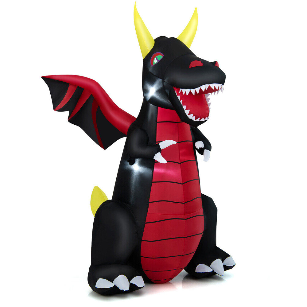 8 Feet Halloween Inflatable Fire Dragon Decoration with LED Lights – Giant Outdoor Yard Decor