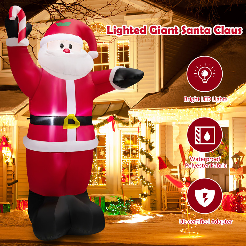 8 Feet Inflatable Santa Claus Decoration with LED Lights – Giant Outdoor Christmas Decor