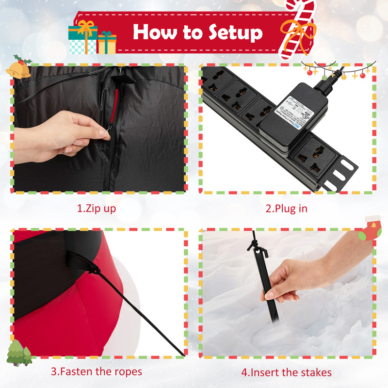 8 Feet Inflatable Santa Claus Decoration with LED Lights – Giant Outdoor Christmas Decor