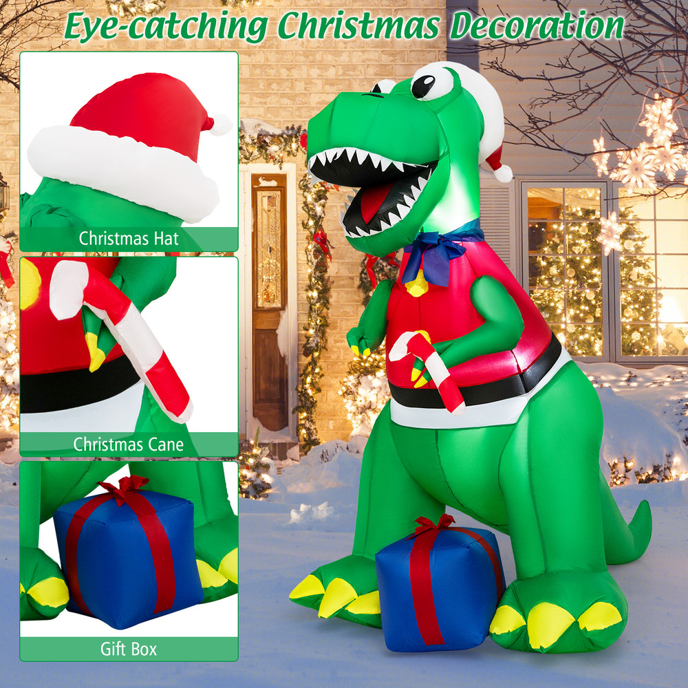 Inflatable Christmas Decoration With LED Lights And Waterproof Blower Lighted Holiday Dinosaur Yard 2