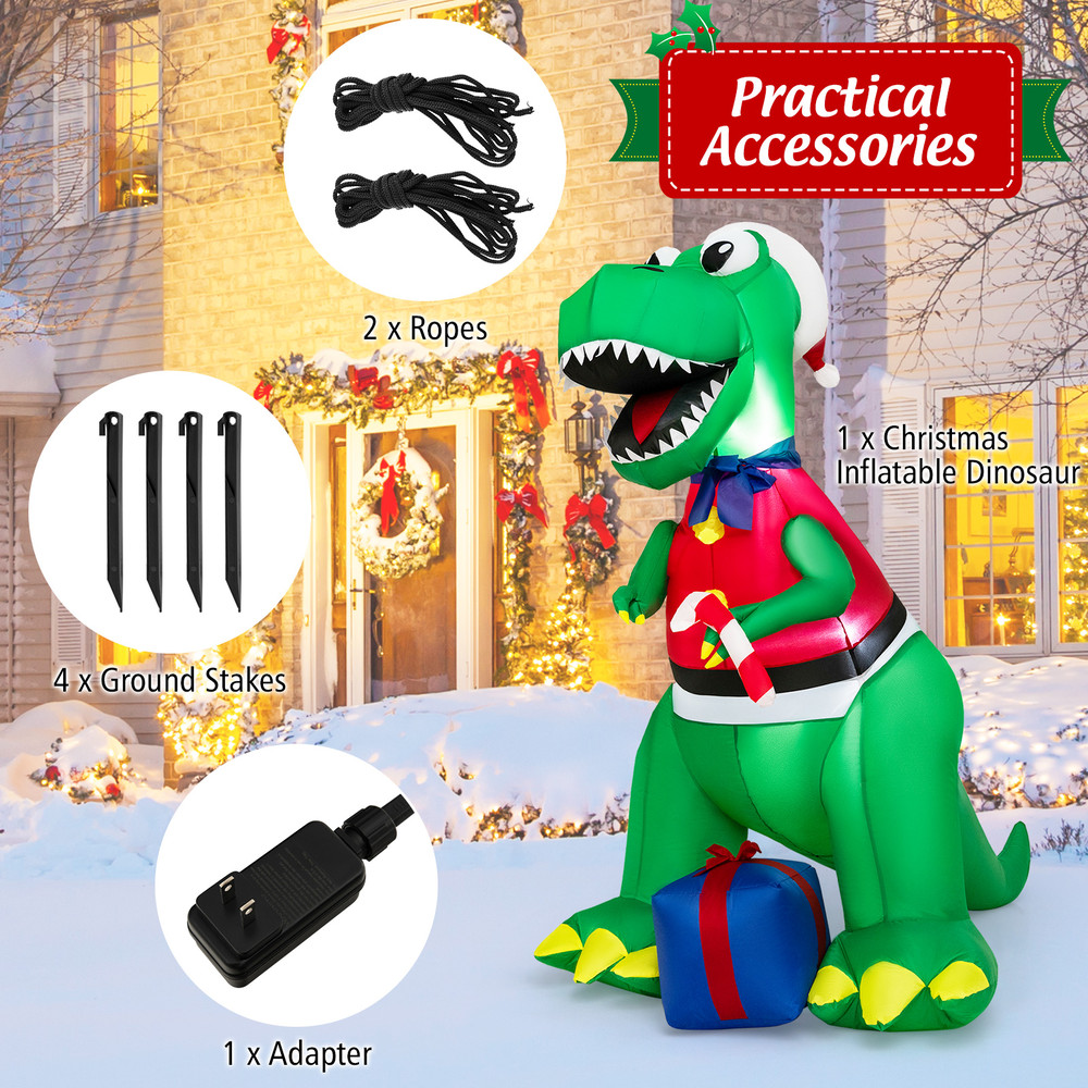 Inflatable Christmas Decoration With LED Lights And Waterproof Blower Lighted Holiday Dinosaur Yard 5