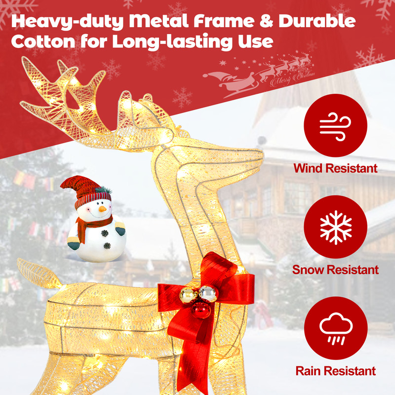 Pieces Lighted Reindeer Family Set With 230 LED Lights Amd Ground Stakes Outdoor Christmas Yard Dec 5