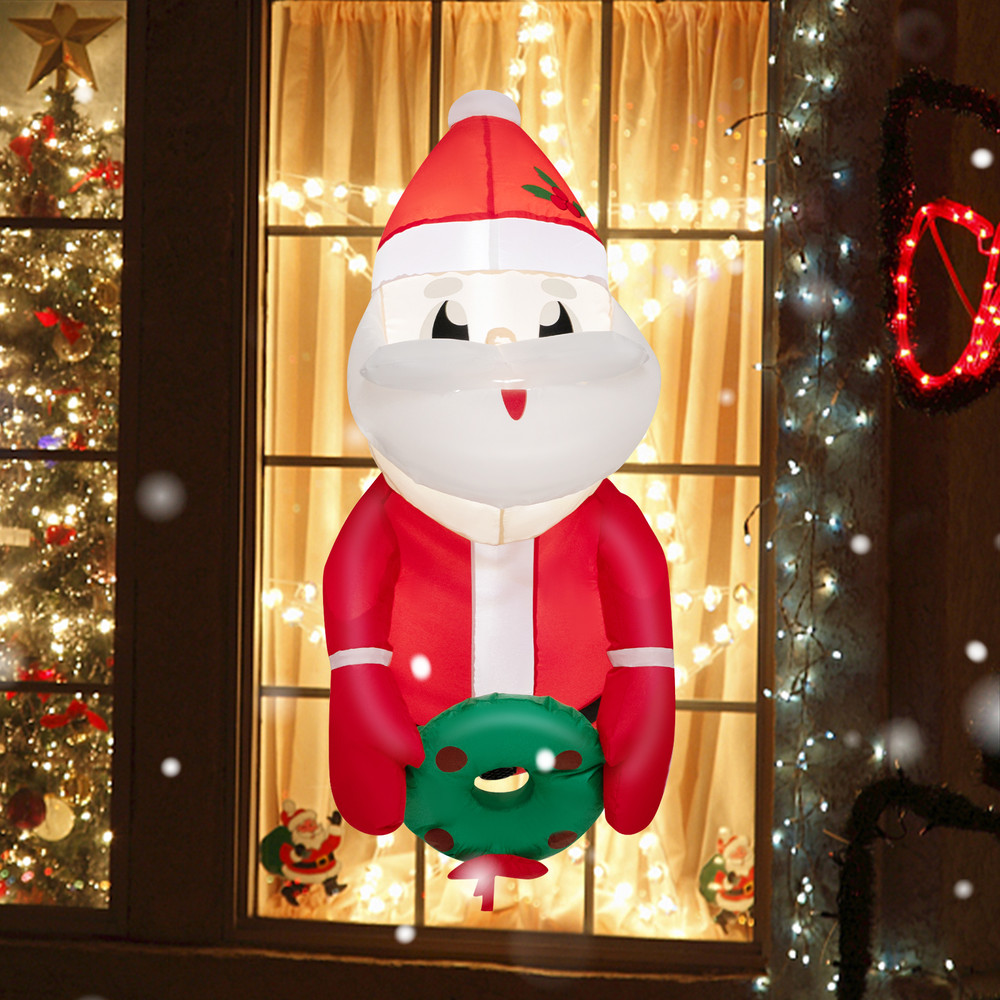 Lighted Inflatable Santa Claus Broke Out From Window Christmas LED Window Decoration With Suction C 1