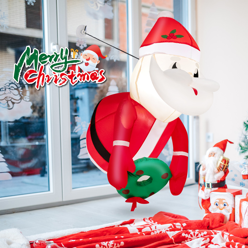 Lighted Inflatable Santa Claus Broke Out From Window Christmas LED Window Decoration With Suction C 5