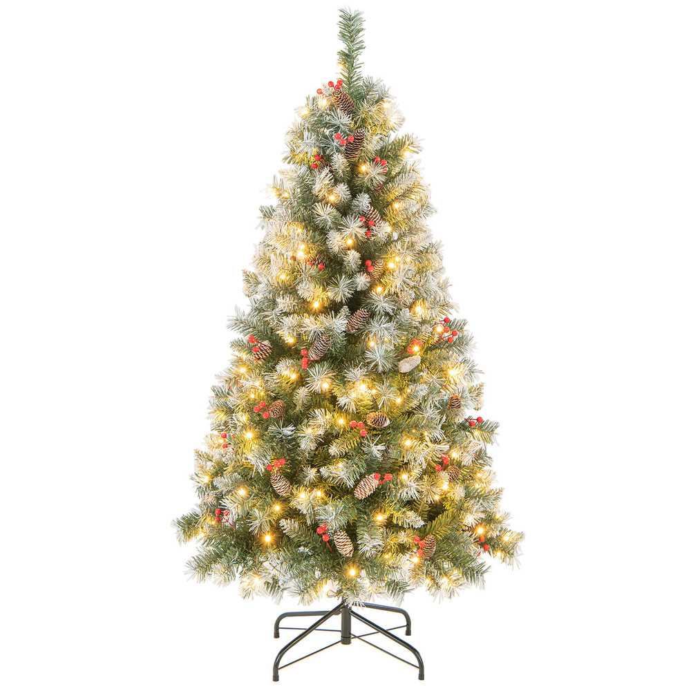 Artificial Hinged Christmas Tree With PVC Branch Tips And Warm White LED Lights Realistic Pine Cone 5