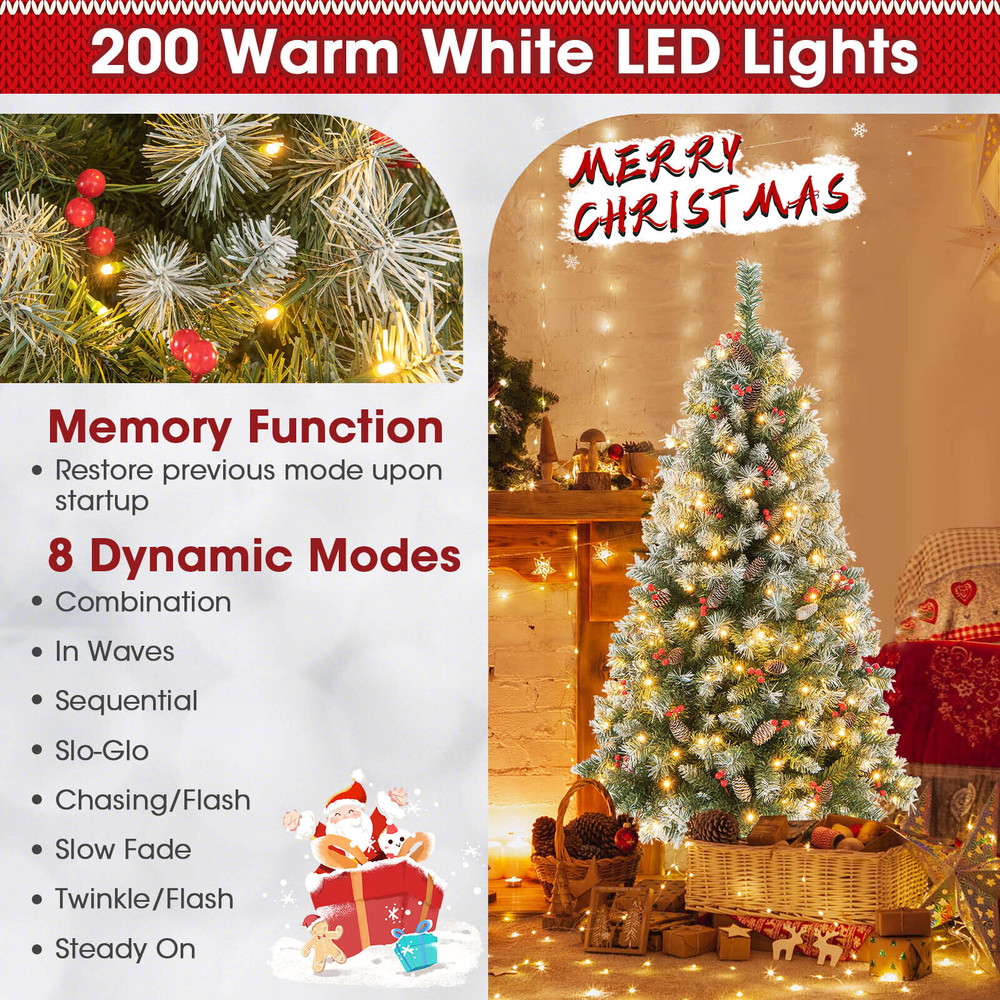 Artificial Hinged Christmas Tree With PVC Branch Tips And Warm White LED Lights Realistic Pine Cone 2
