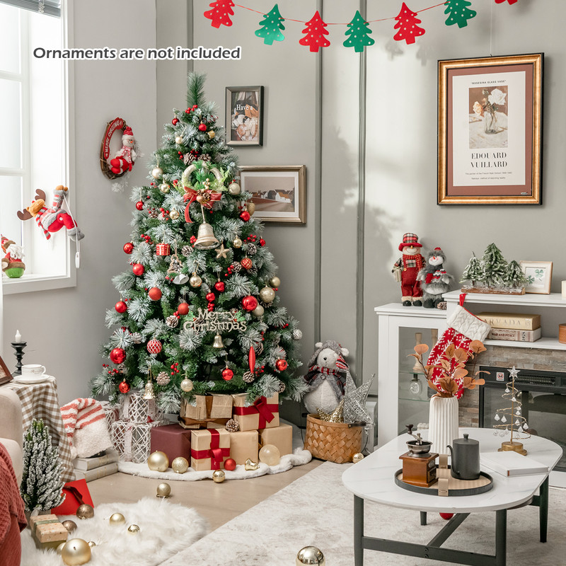Pre-Lit Artificial Christmas Tree with Warm White and Multicolor LED Lights, Durable, Easy Setup Holiday Decor