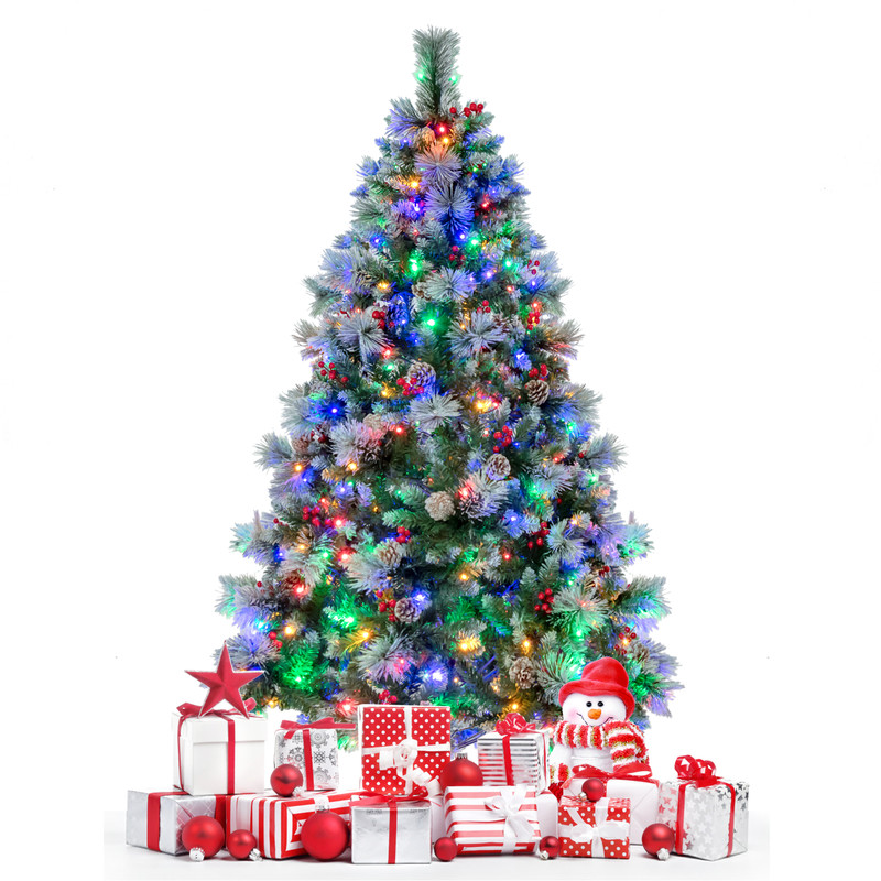 Pre-Lit Artificial Christmas Tree with Warm White and Multicolor LED Lights, Durable, Easy Setup Holiday Decor