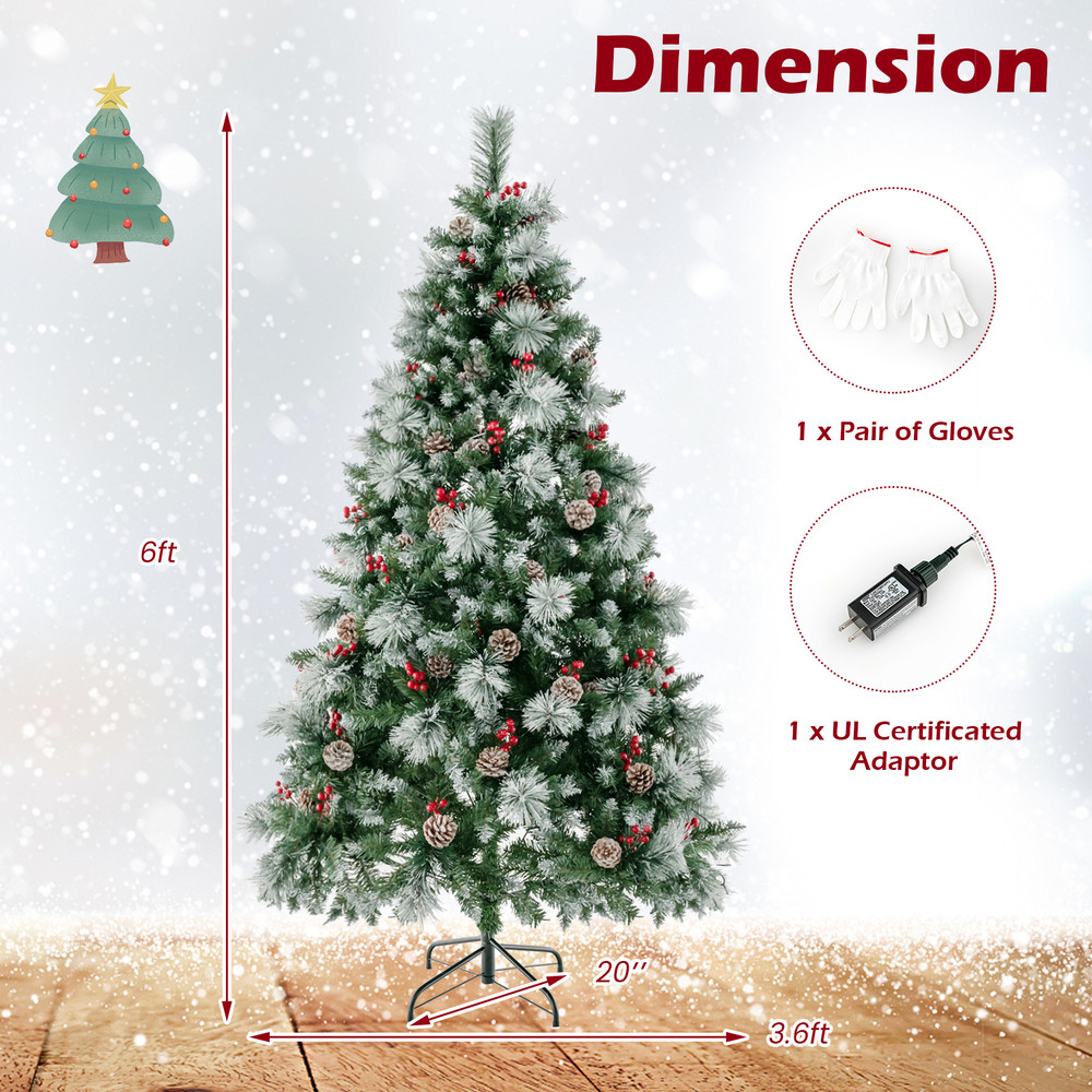 Pre-Lit Artificial Christmas Tree with Warm White and Multicolor LED Lights, Durable, Easy Setup Holiday Decor