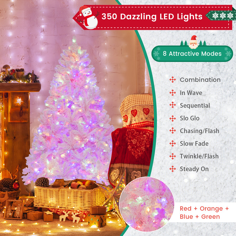 Hinged Flocked Pink Christmas Tree With Multicolor LED Lights PreLit Artificial Xmas Tree For Livin 2