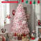 Flocked Artificial Christmas Tree with LED Lights and Branches, Lush Pink Tips & Multi-Mode Lighting for Home Decor