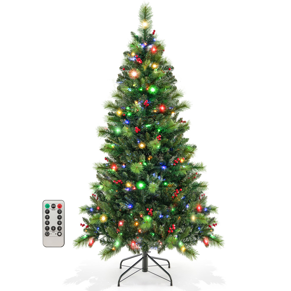 6/7/8 Ft Pre-Lit Artificial Christmas Tree with 300/400/500 Warm White LED Lights