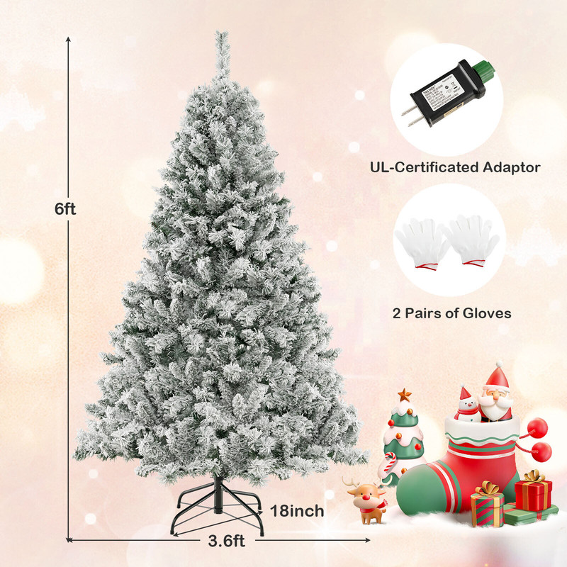 6/7/8 Ft Pre-Lit Artificial Christmas Tree with 300,400,500 Warm White LED Lights