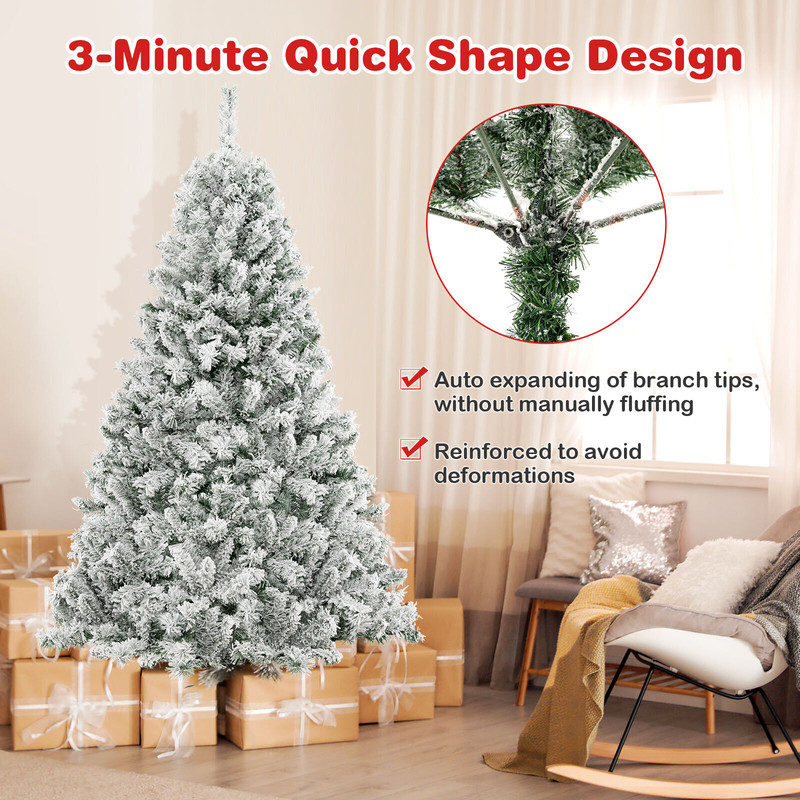 6/7/8 Ft Pre-Lit Artificial Christmas Tree with 300,400,500 Warm White LED Lights