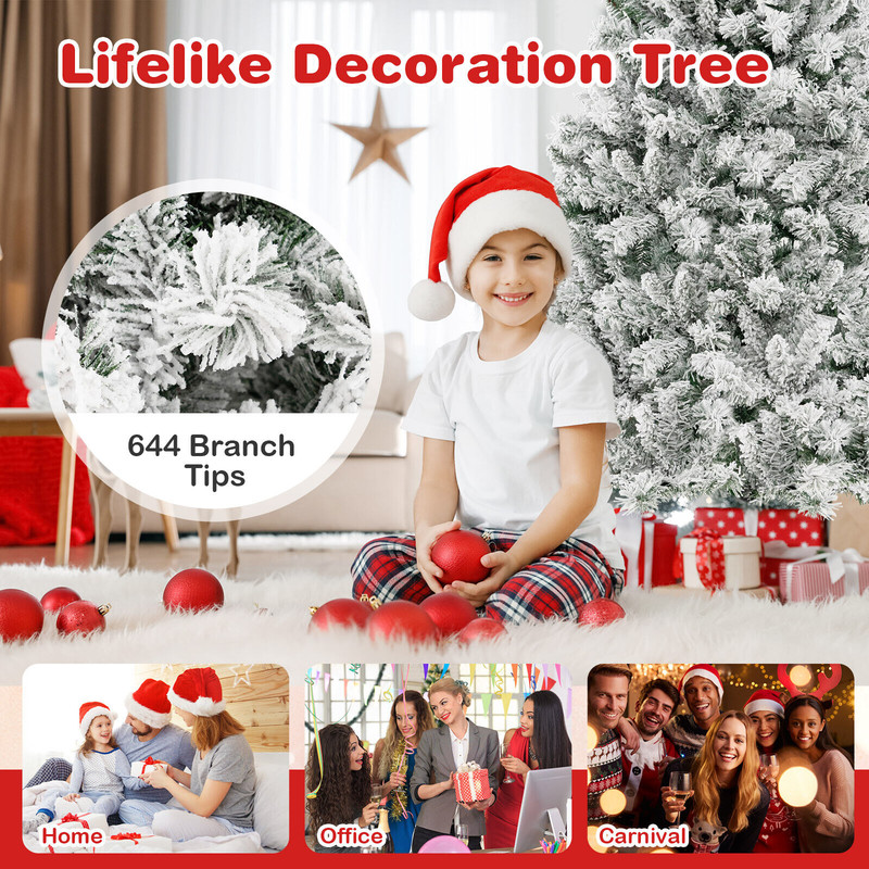 6/7/8 Ft Pre-Lit Artificial Christmas Tree with 300,400,500 Warm White LED Lights