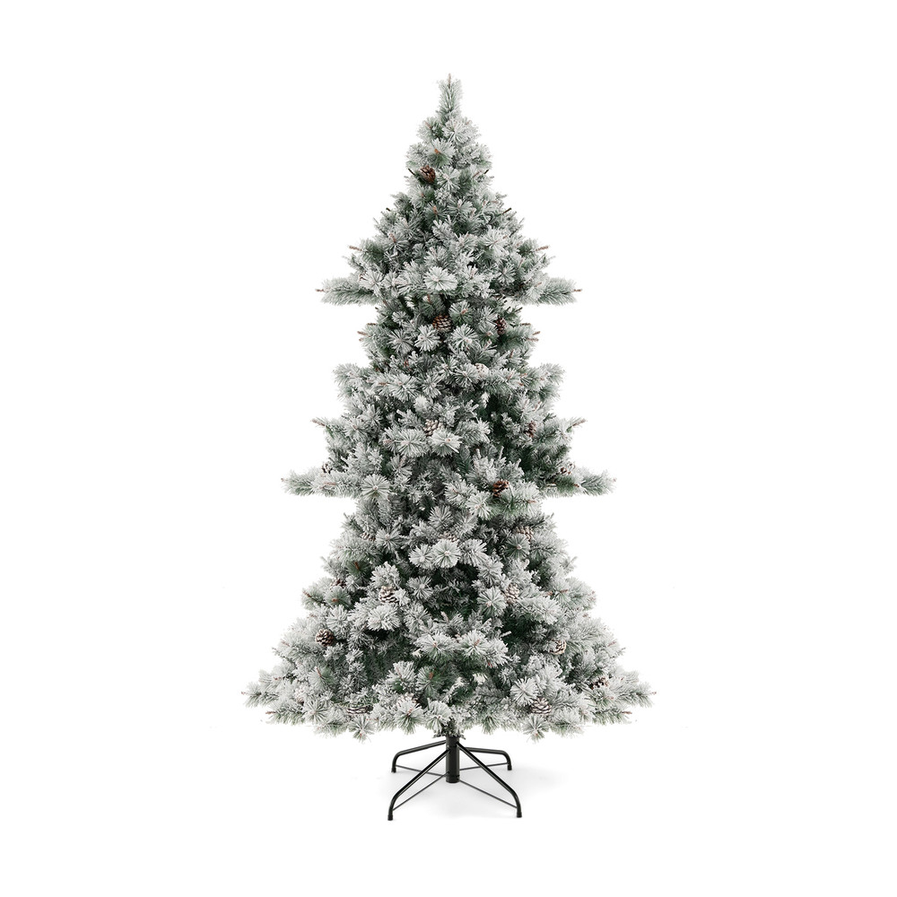 7 Feet Flocked Christmas Tree with Realistic Pine Needles | Premium Holiday Decor