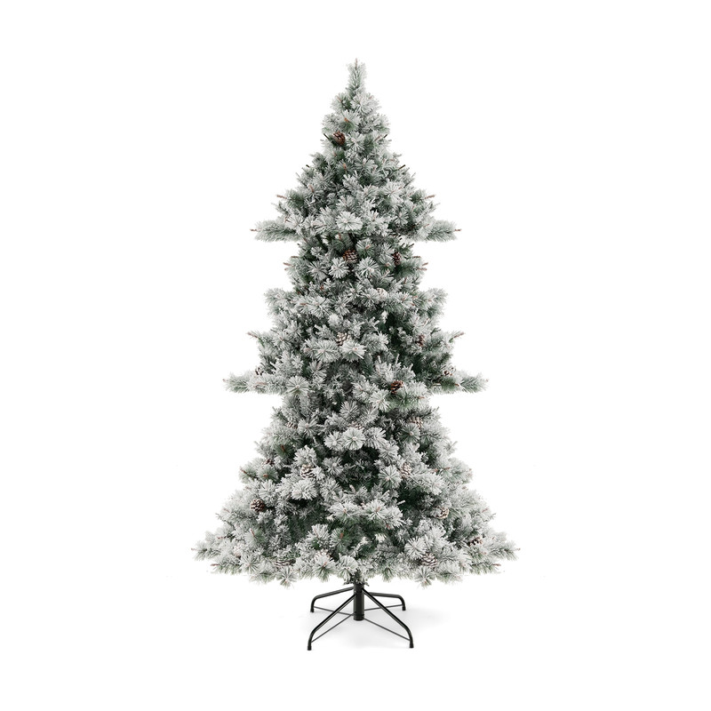 7 Feet Flocked Christmas Tree with Realistic Pine Needles | Premium Holiday Decor