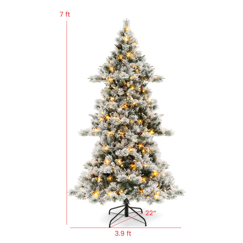 7 Feet Flocked Christmas Tree with Realistic Pine Needles | Premium Holiday Decor