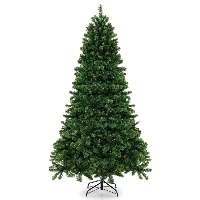 6/7/8 Feet Hinged Christmas Tree with PVC Branch Tips & Warm White LED Lights