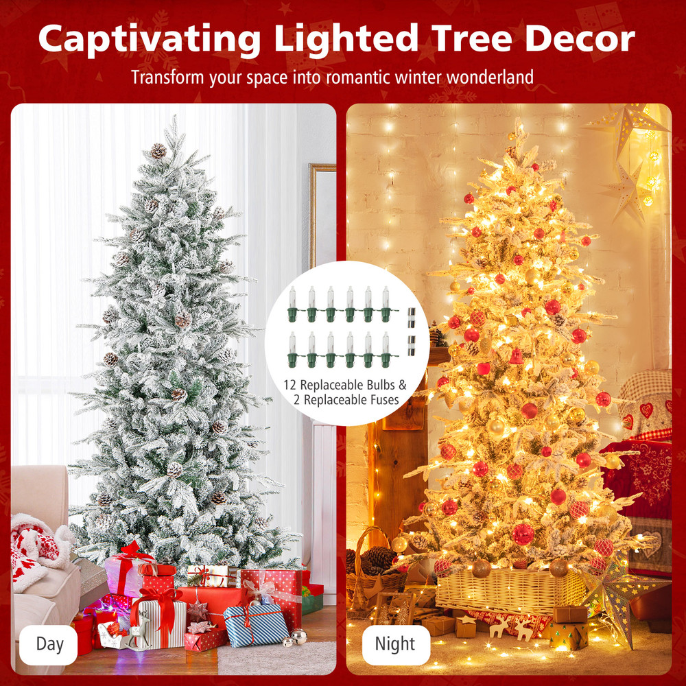 6.5/7.5 Feet Pre-Lit Artificial Christmas Tree, Premium Holiday Decor