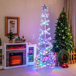7 feet outdoor spiral christmas tree for party, xmas, new year decoration with 341 led lights, holiday yard display