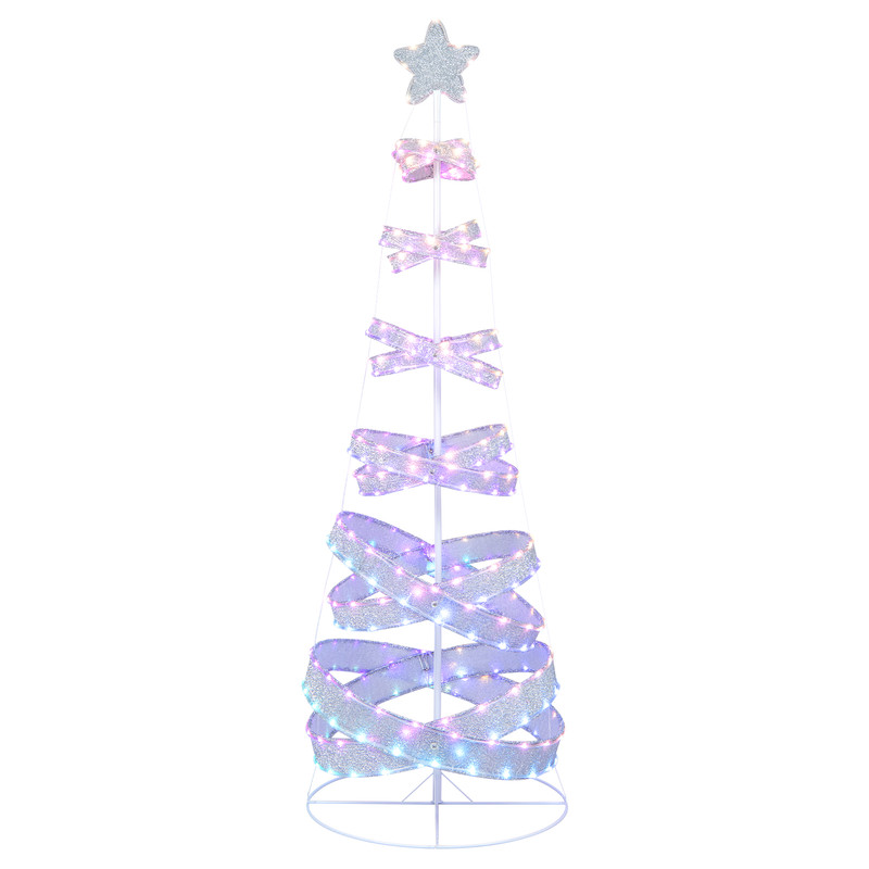 7 Feet Outdoor Spiral Christmas Tree for Party, Xmas, New Year Decoration with 341 LED Lights, Holiday Yard Display
