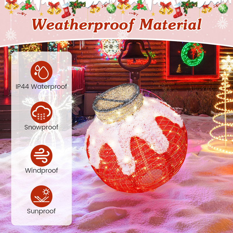 PopUp Outdoor Christmas Lantern With 80 LED Lights And Stable Support Base Festive Lighted Ball Dec 5