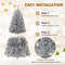 PreLit Artificial Christmas Tree With Warm LED Lights Silver Tinsel Xmas Tree For Home Party Holid 4