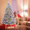 7Ft Flocked Christmas Tree with 8 Lighting Modes, Multi-Color LED Lights, Snow-Flocked Branches & Metal Stand