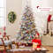 7Ft Flocked Christmas Tree with 8 Lighting Modes, Multi-Color LED Lights, Snow-Flocked Branches & Metal Stand