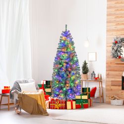 blue holiday tree 6.5ft pre-lit artificial pine tree for winter wonderland decor