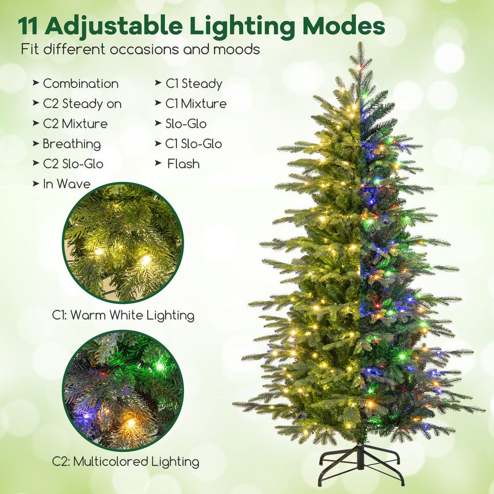 6 ft Pre-Lit Artificial Christmas Tree with Warm White LED Lights Realistic Green Holiday Tree for Indoor Decor