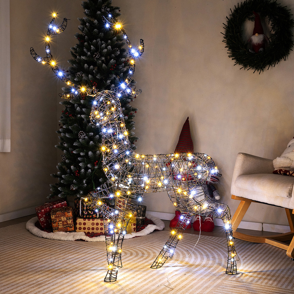 4.6ft Lighted Reindeer Christmas Decor 170LED Warm & Cold Lights