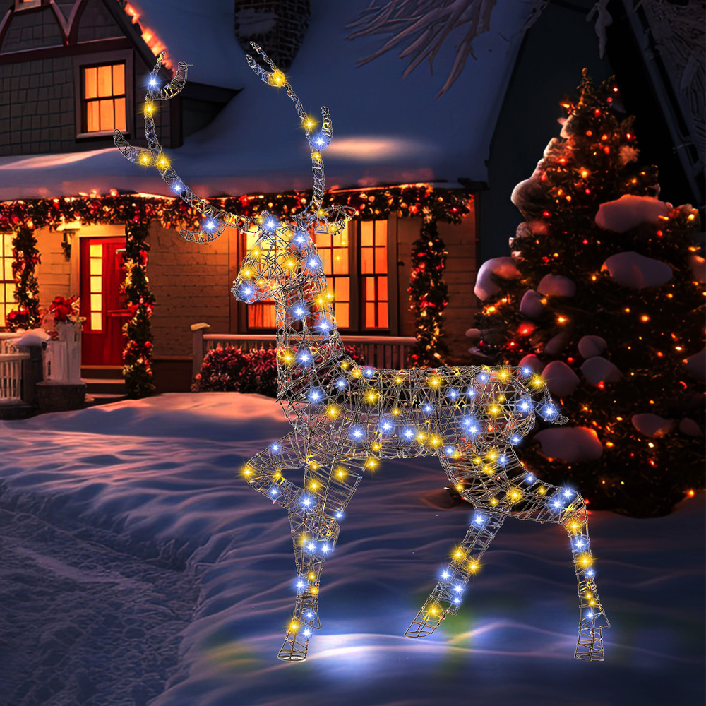 4.6ft Lighted Reindeer Christmas Decor 170LED Warm & Cold Lights